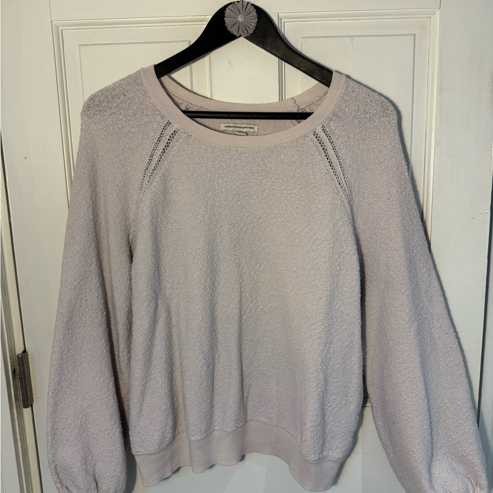 American Eagle Outfitters Light Pink Crew Neck Sweater With Balloon Sleeves
